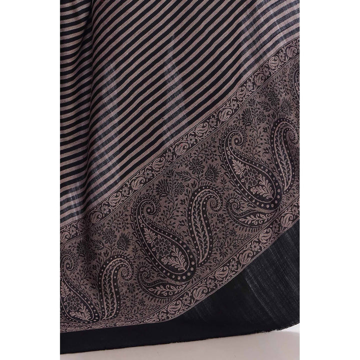 Black Striped & Border Shawl PW2710