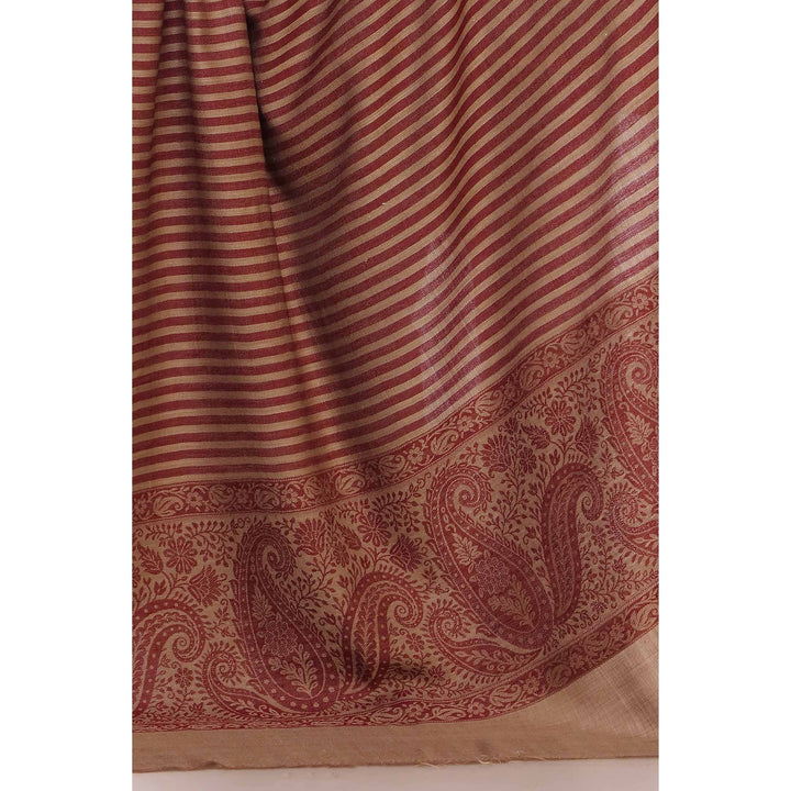 Maroon Striped & Border Shawl PW2710