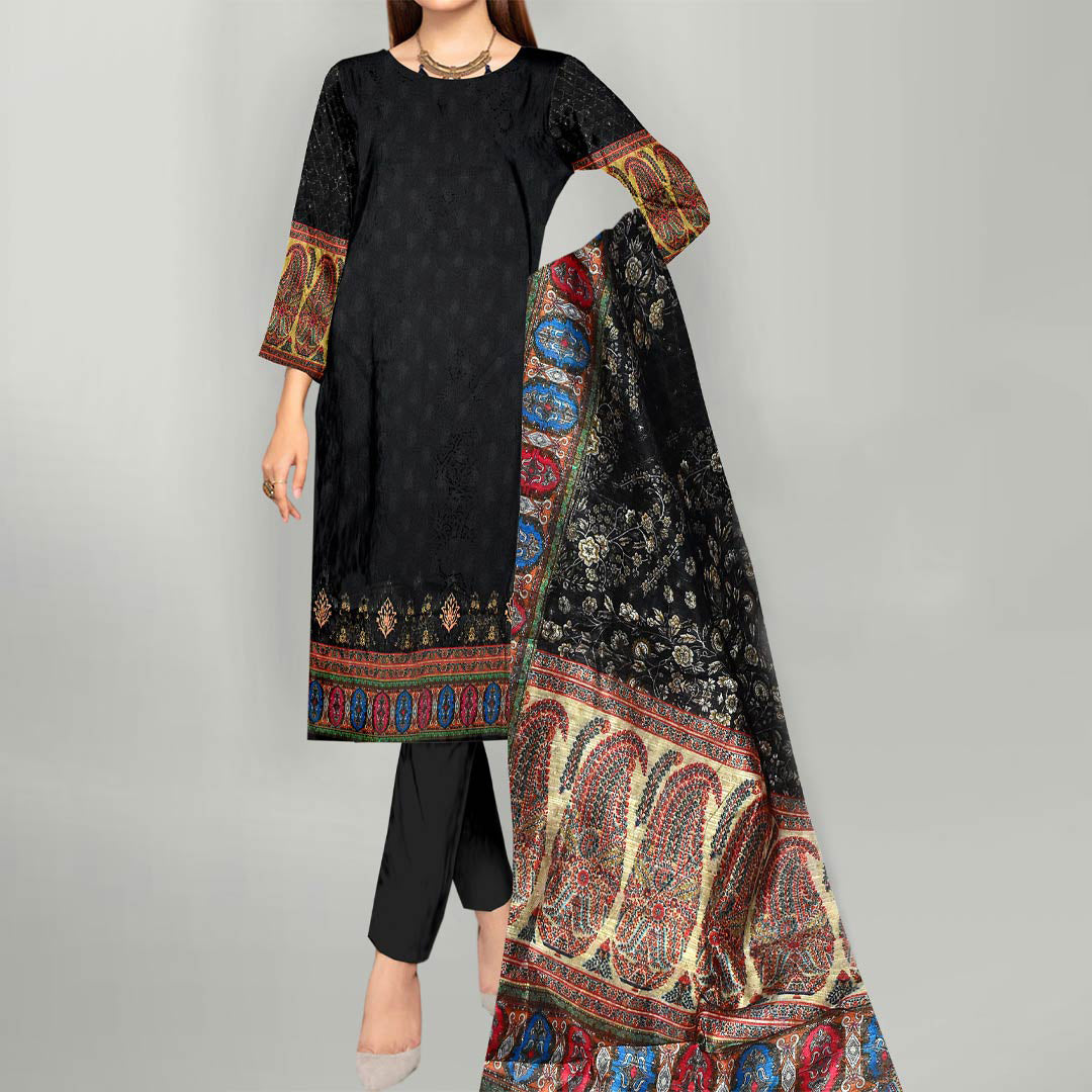 3PC- UnStitched Digital Printed Linen Suit PW3383