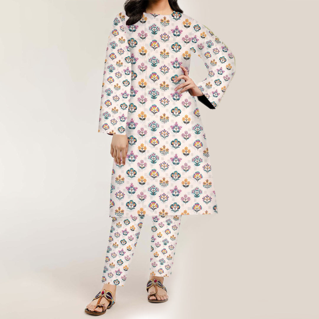 2PC- Digital Printed Cambric Suit PW3445