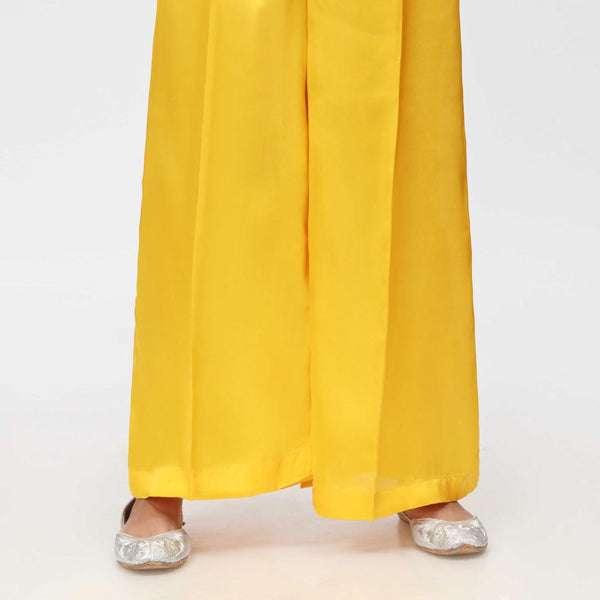 Yellow Dyed Grip Silk Plazo PW3644