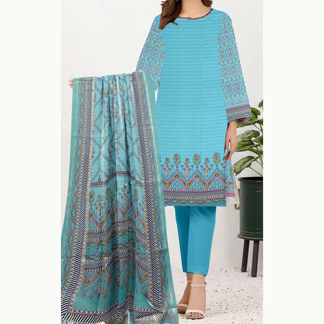 3PC- UnStitched Digital Printed Lawn Suit PW9433