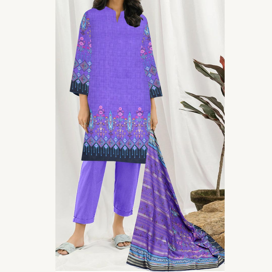 3PC- UnStitched Digital Printed Lawn Suit PW9436