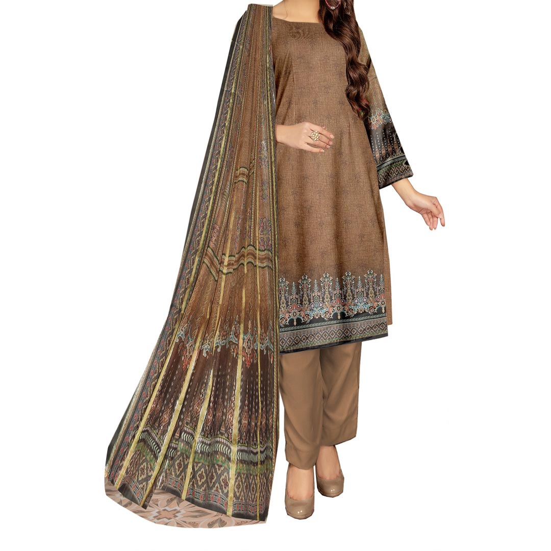 3PC- UnStitched Digital Printed Lawn Suit PW9448