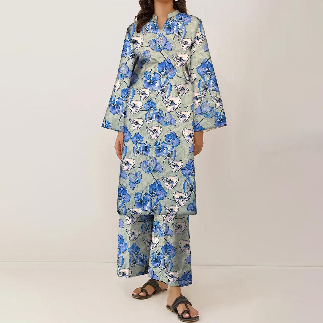 2PC- UnStitched Digital Printed Linen Suit PW9464