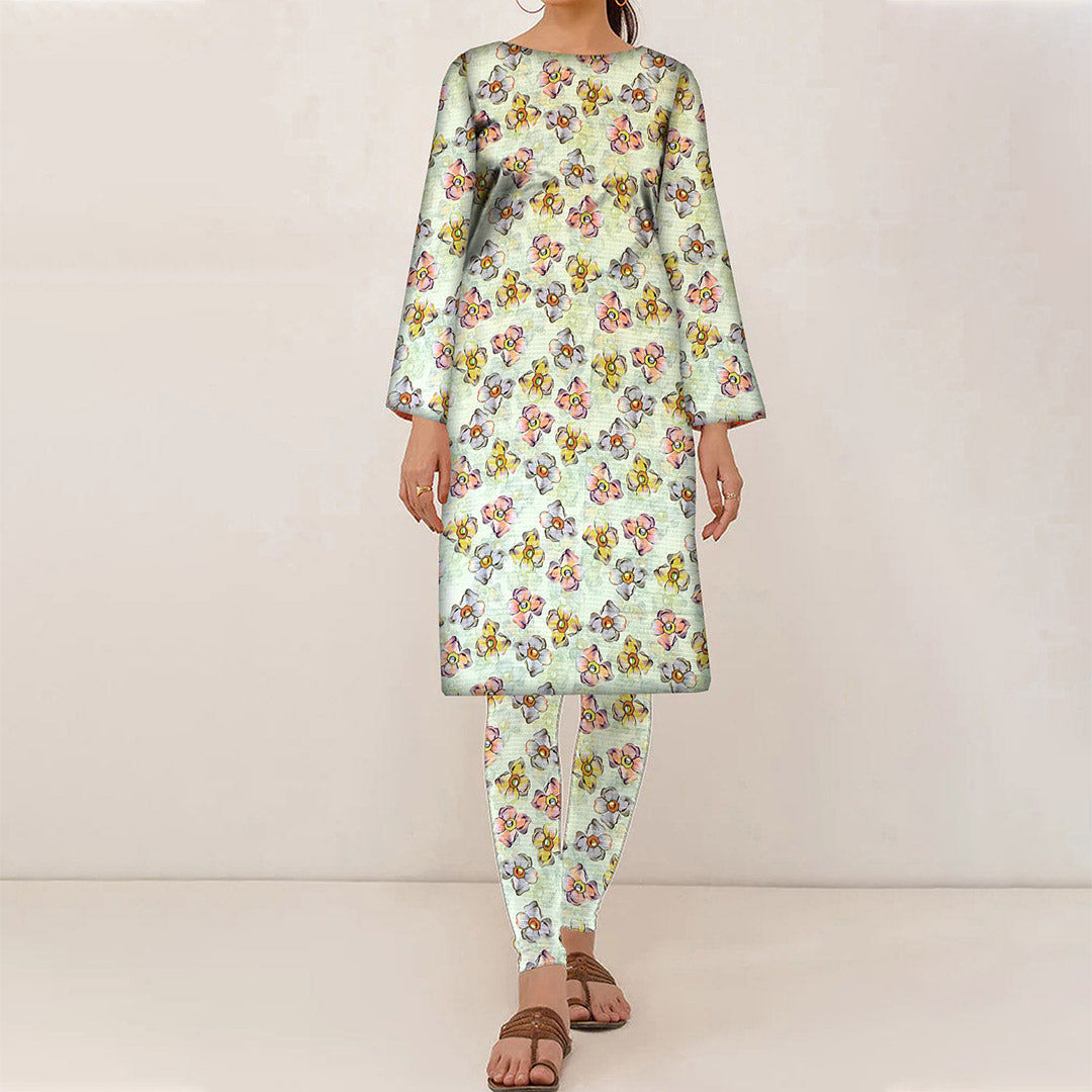 2PC- UnStitched Digital Printed Linen Suit PW9474
