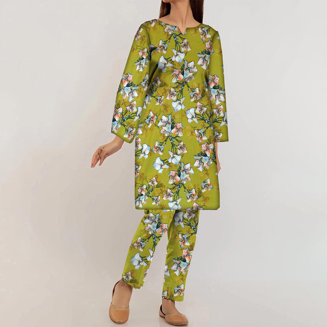 2PC- UnStitched Digital Printed Linen Suit PW9475