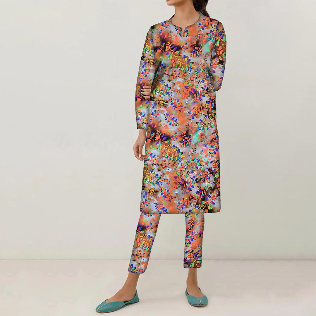 2PC- UnStitched Digital Printed Linen Suit PW9476